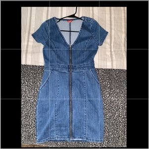 Guess denim front zipper dress! Worn once!